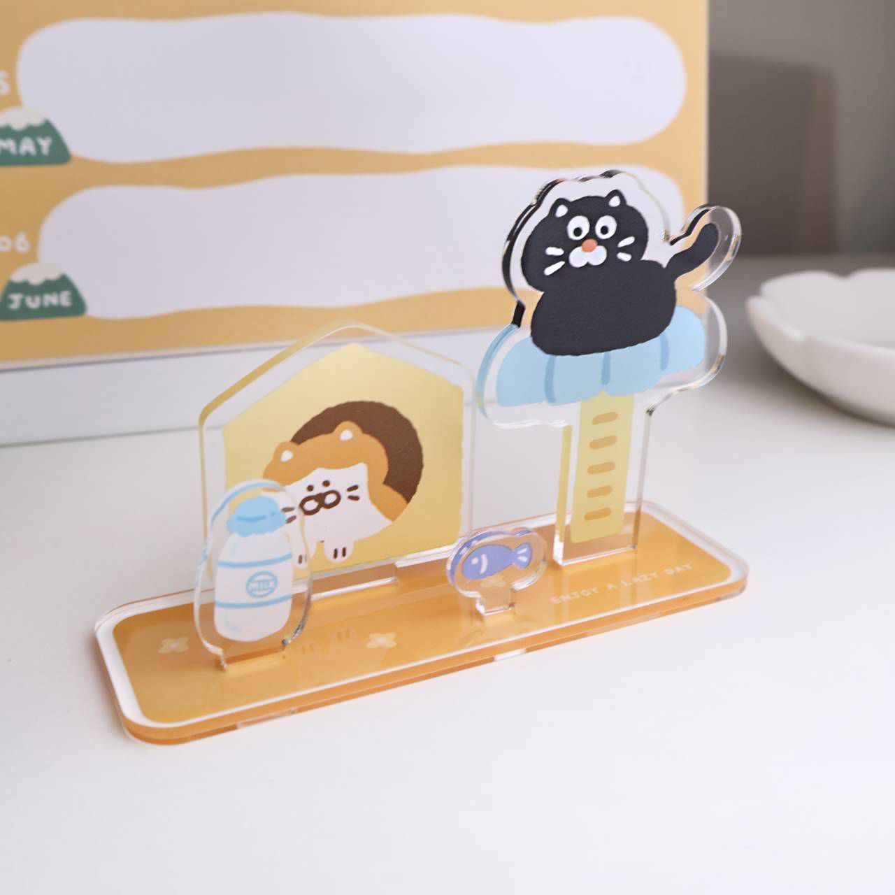 【可愛壓克力圖鑑立牌】 自組立牌 可愛動物插圖 擺設 裝飾 雙面印刷