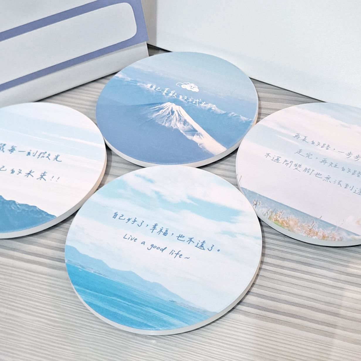 【勵志風景杯墊3】陶瓷吸水杯墊 馬克杯墊 吸水杯墊 咖啡杯墊 交換禮物 聖誕禮物 文創