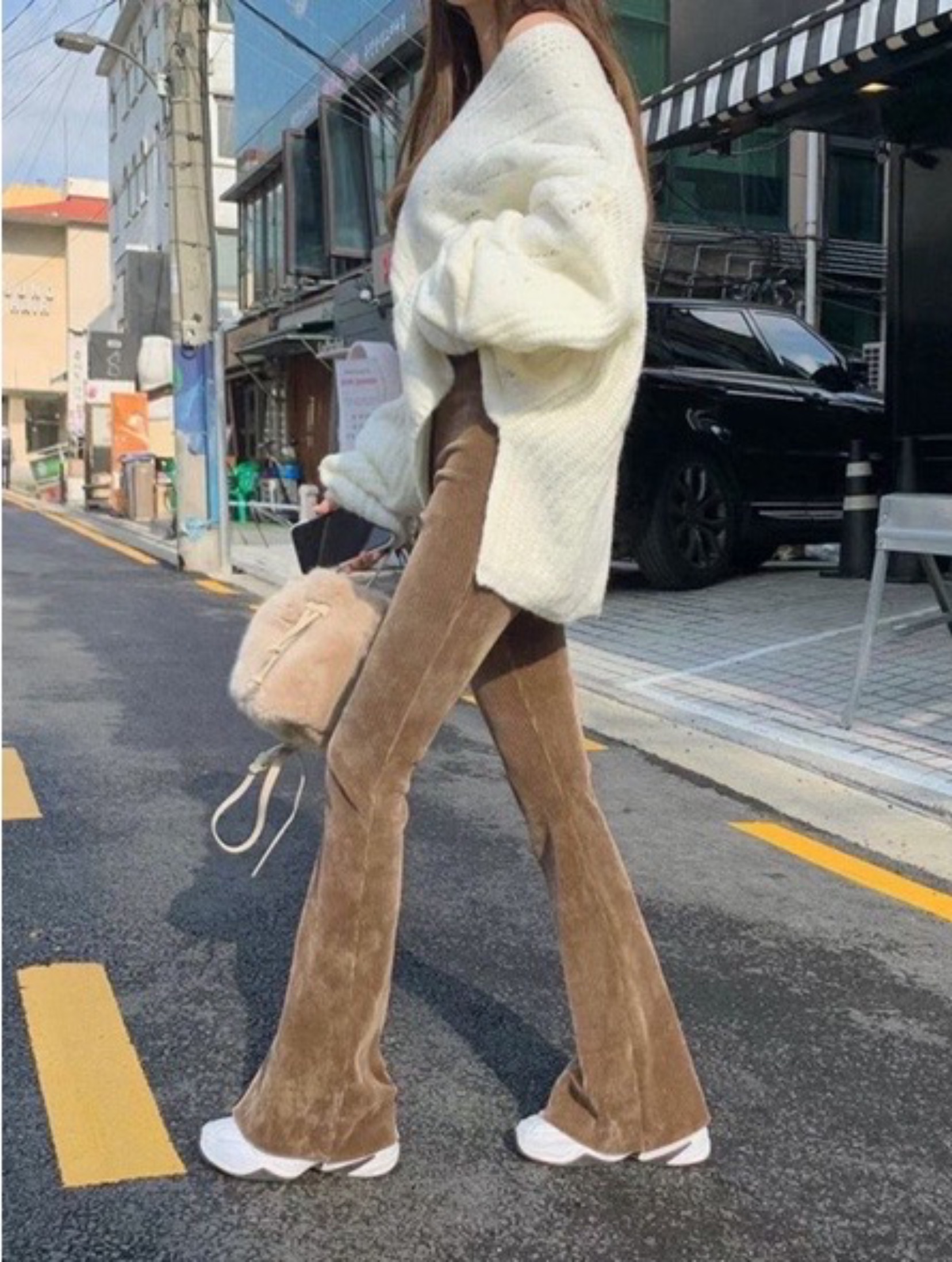 I Beauty 🇰🇷韓國東大購 百搭 顯瘦 保暖 微喇叭褲 長褲鬆緊腰