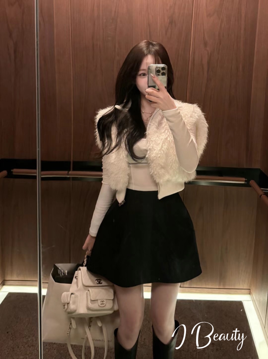 I Beauty 🇰🇷韓國東大門代購 法式典雅 聖誕節🎄推薦款 毛茸茸 拉鏈式 背心