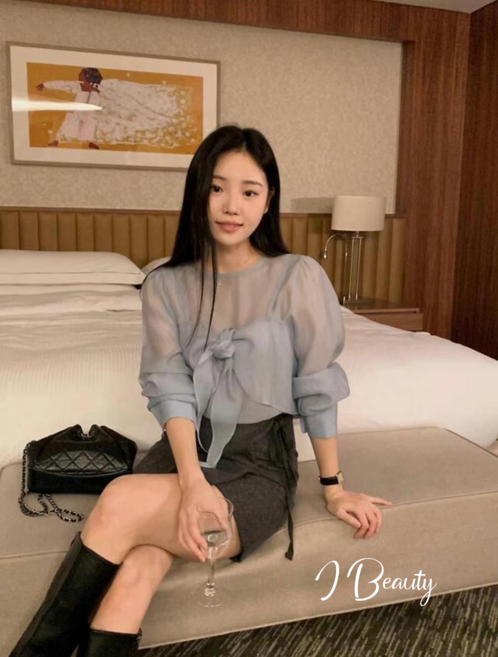 I Beauty 🇰🇷韓國東大門代購 氣質女人味～ 吊帶兩件套 微透 寬鬆 長袖上衣