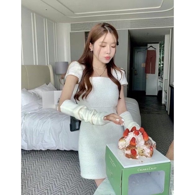 I Beauty 🇰🇷 韓國東大門代購 ✨網紅款 優雅 方領 泡泡袖 連身裙 不含袖套