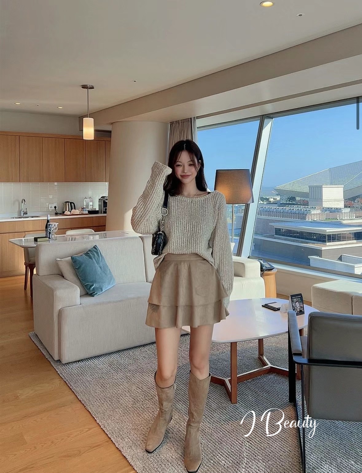 I Beauty 🇰🇷韓國東大門代購  復古色系 甜美 簡約 層次感 蛋糕裙 休閒半身裙