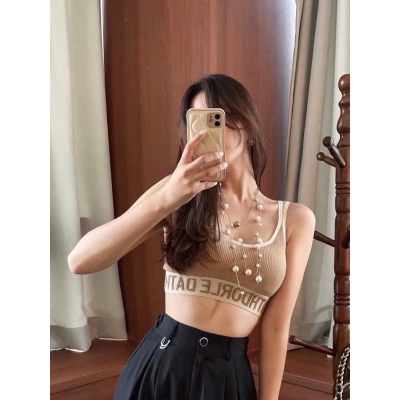 I Beauty 🇰🇷韓國東大門代購 漢娜家歐膩 運動風 字母印花 BRA TOP  短版 吊帶背心