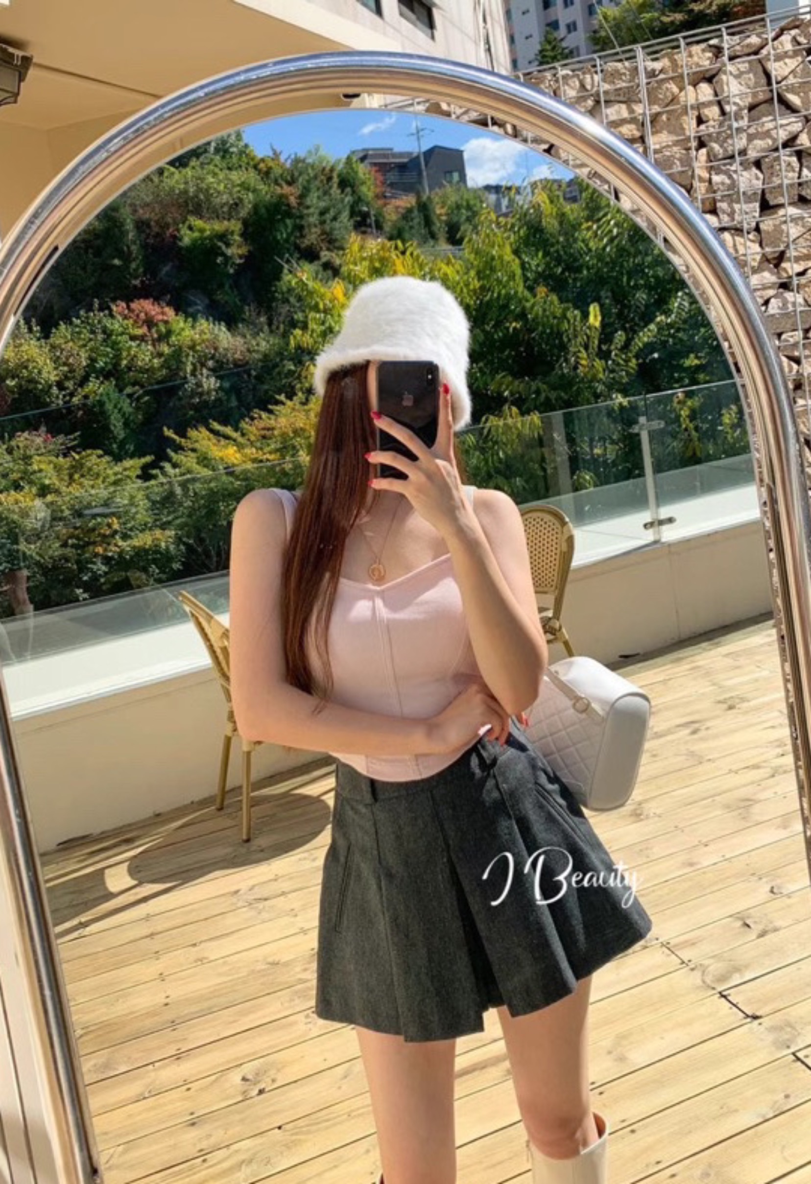 I Beauty 🇰🇷韓國東大門代購 冬季新品 百搭 純色 桃心領 設計感 壓線 修身 罩杯式 馬甲背心上衣