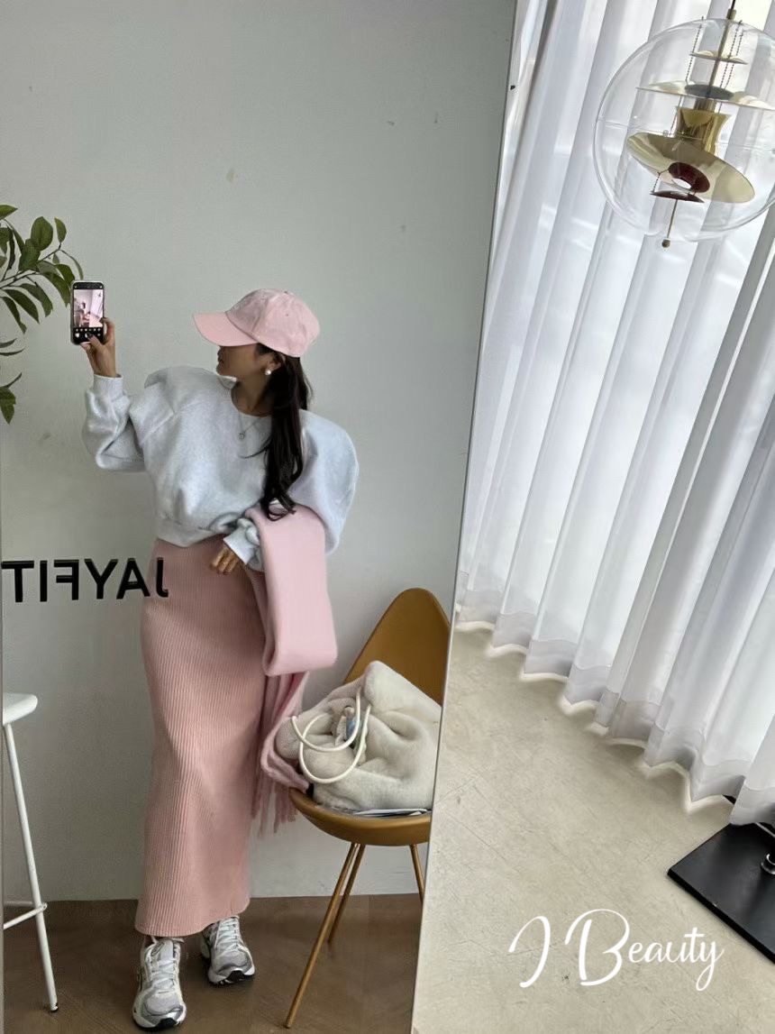 I Beauty 🇰🇷韓國東大門代購 日常百搭款 燈芯絨 顯瘦 鬆緊腰 後開叉 半身裙