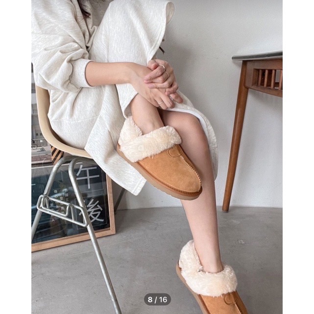 I Beauty 🇰🇷 韓國東大門代購 ✨出國必備 牛皮 可拆式 兩穿 羔羊毛 雪靴拖鞋 雪靴 拖鞋