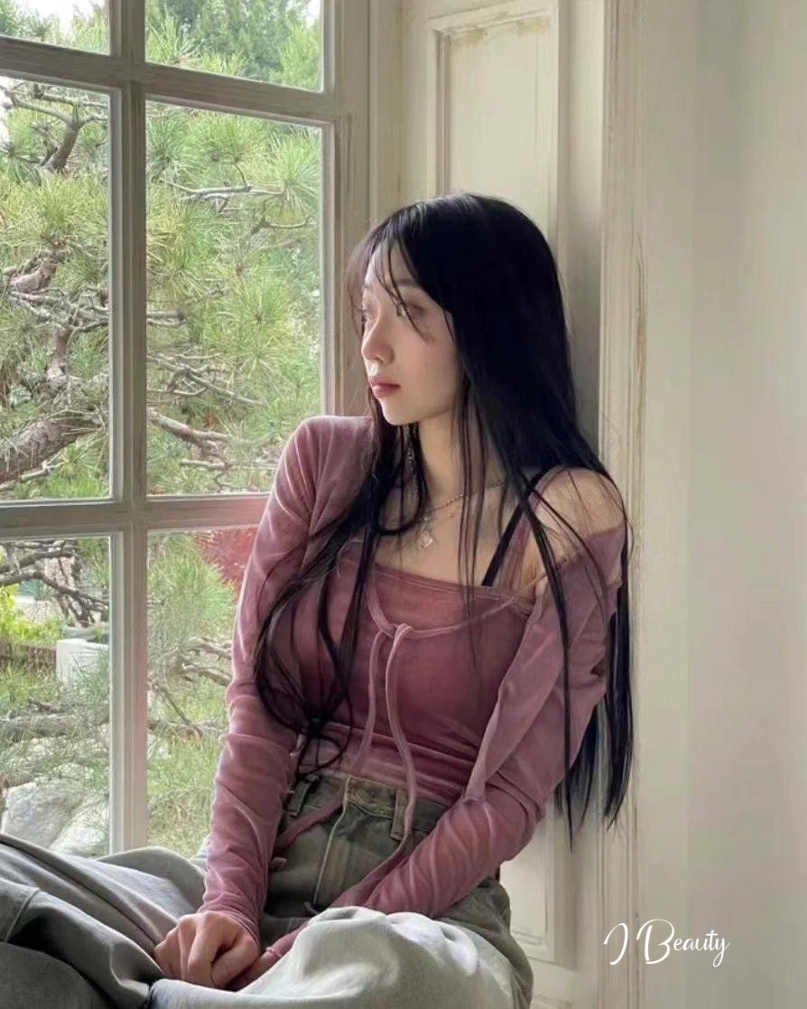 I Beauty 🇰🇷韓國東大門代購 女人味 絲絨 甜美 短版背心+外套 兩件套裝