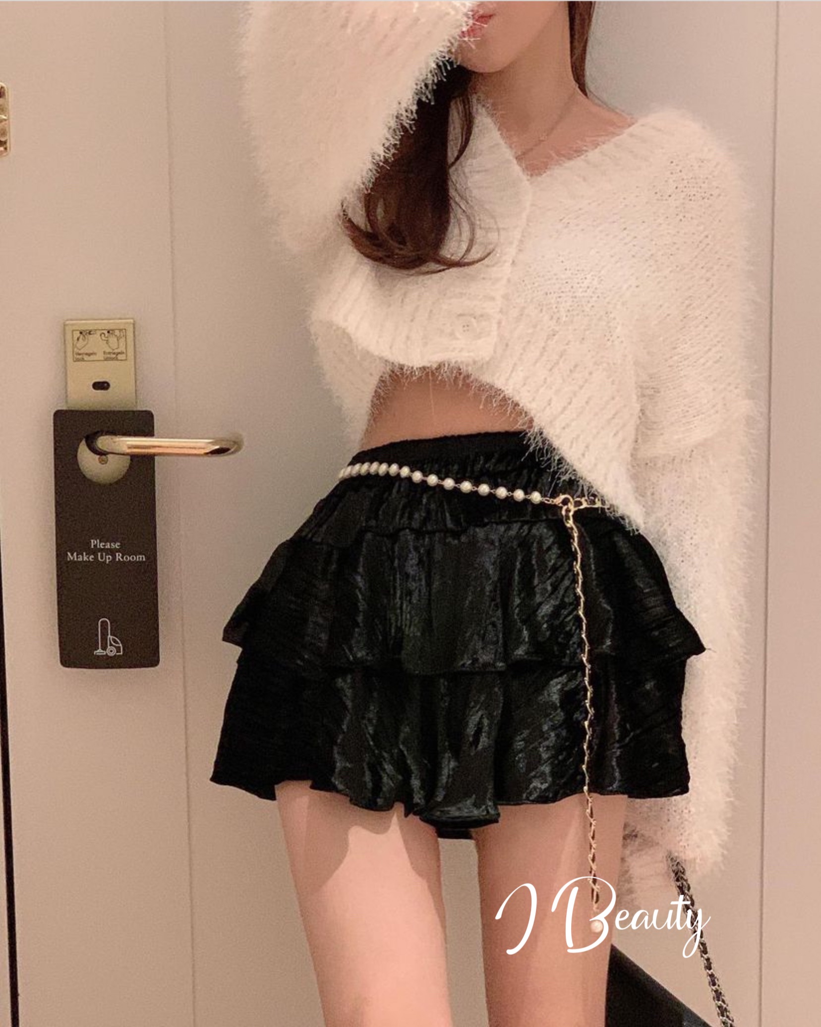 I Beauty 🇰🇷韓國東大門代購 閃閃動人～ 珠光感 顯腿長 蛋糕裙 短裙