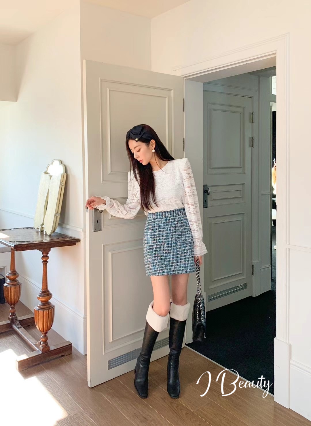 I Beauty 🇰🇷 韓國東大門代購 小香風 顯瘦 A字短裙