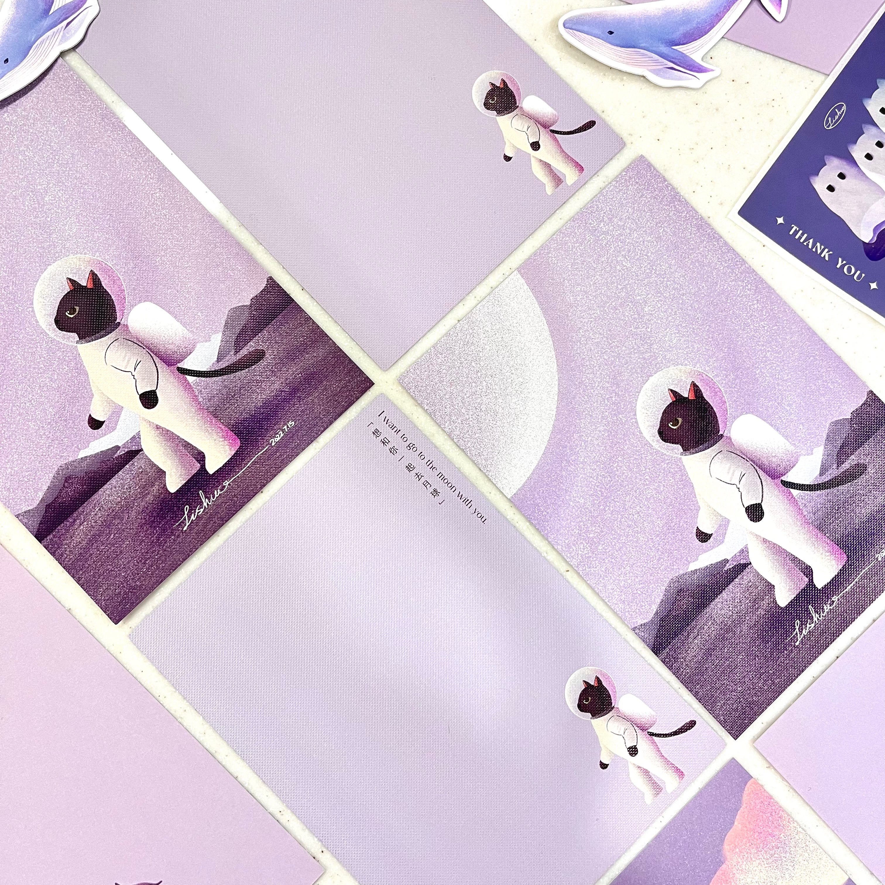 『早期畫風－半買半送🤣』太空貓貓 插畫明信片/卡片