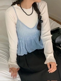 韓系亮片小吊帶