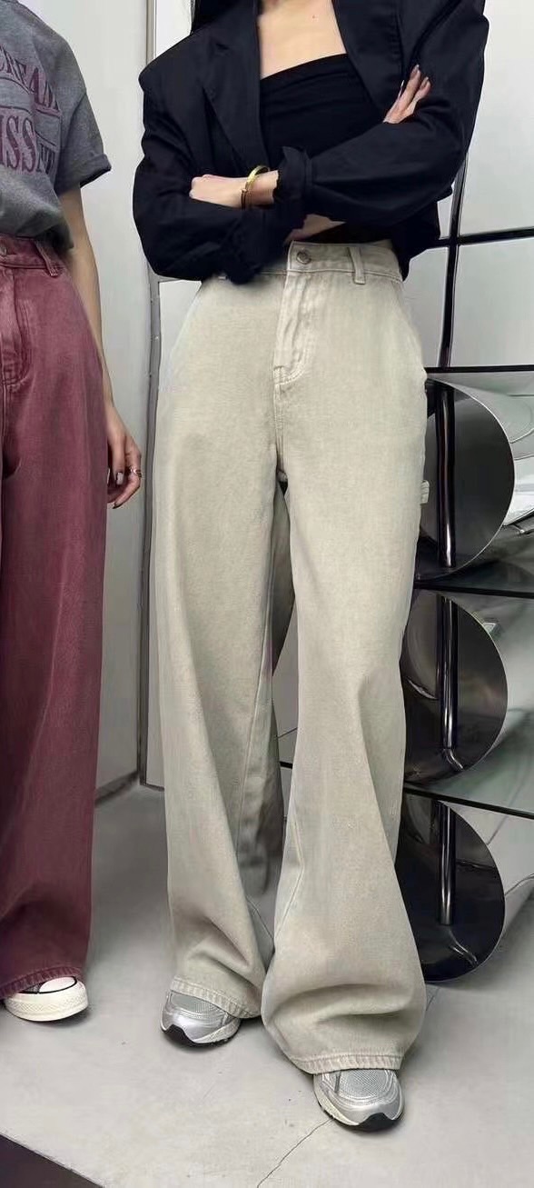 現貨 水洗直筒落地褲