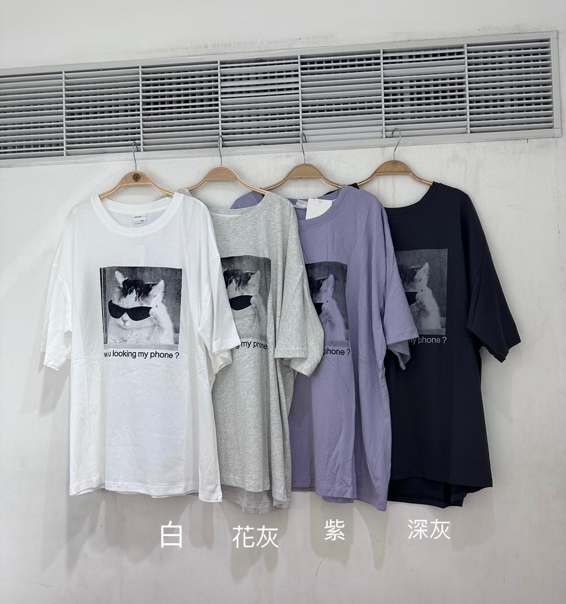 新品！復古墨鏡貓寬鬆T