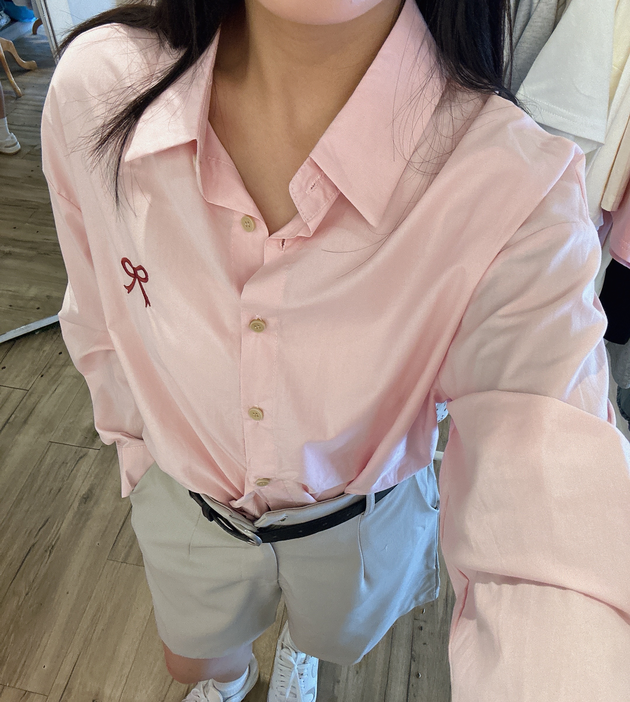 蝴蝶結素面襯衫