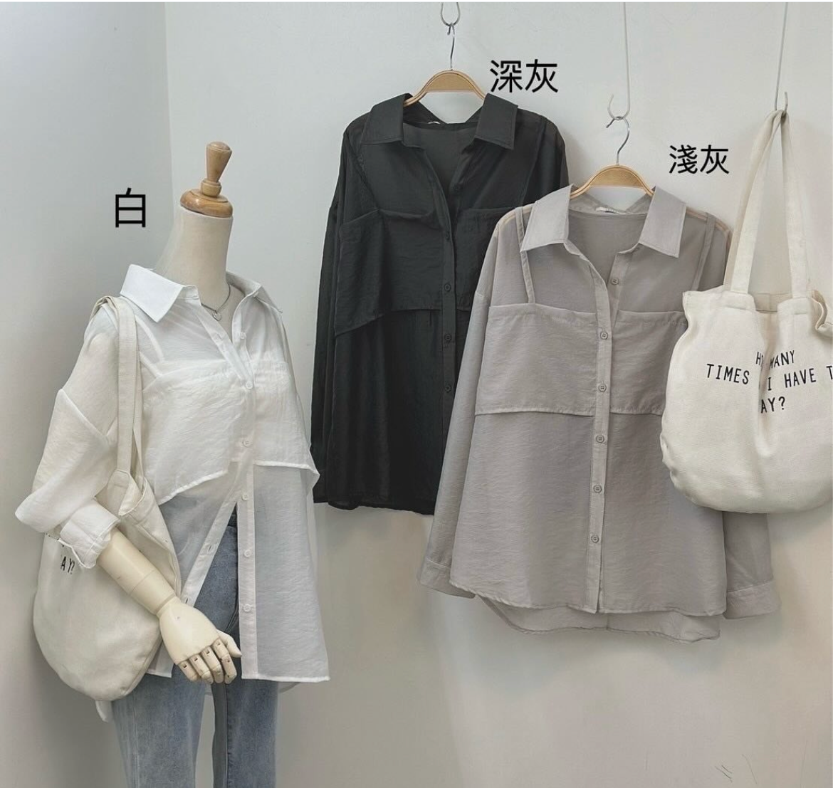 假兩件透膚襯衫