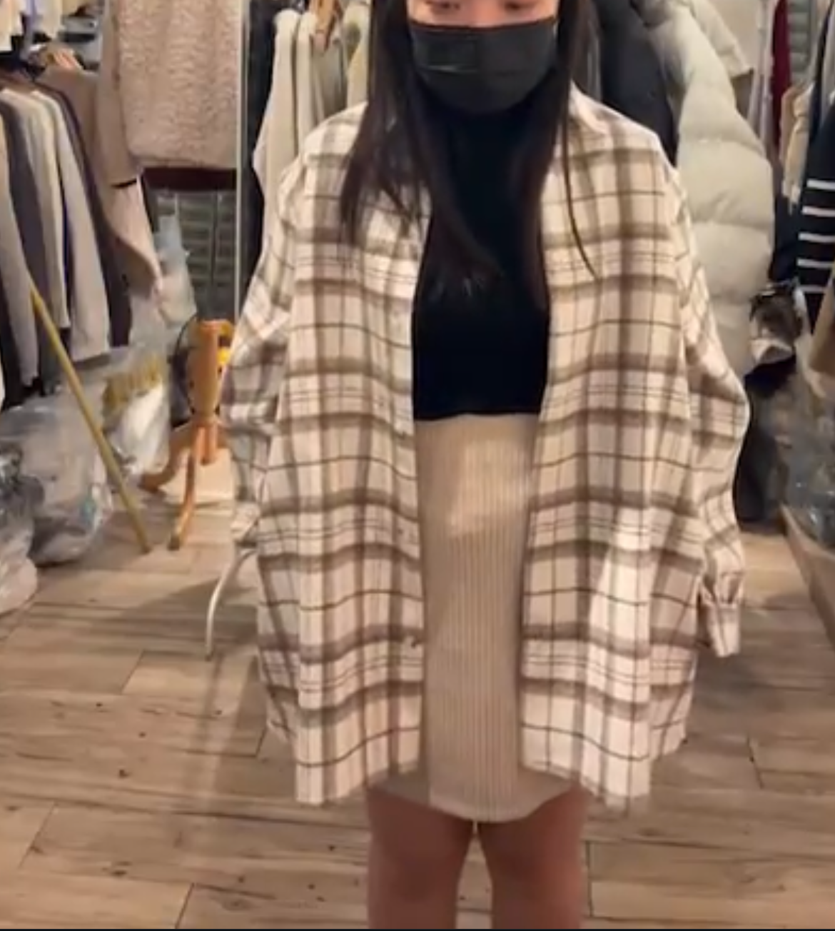 毛呢格子質感襯衫