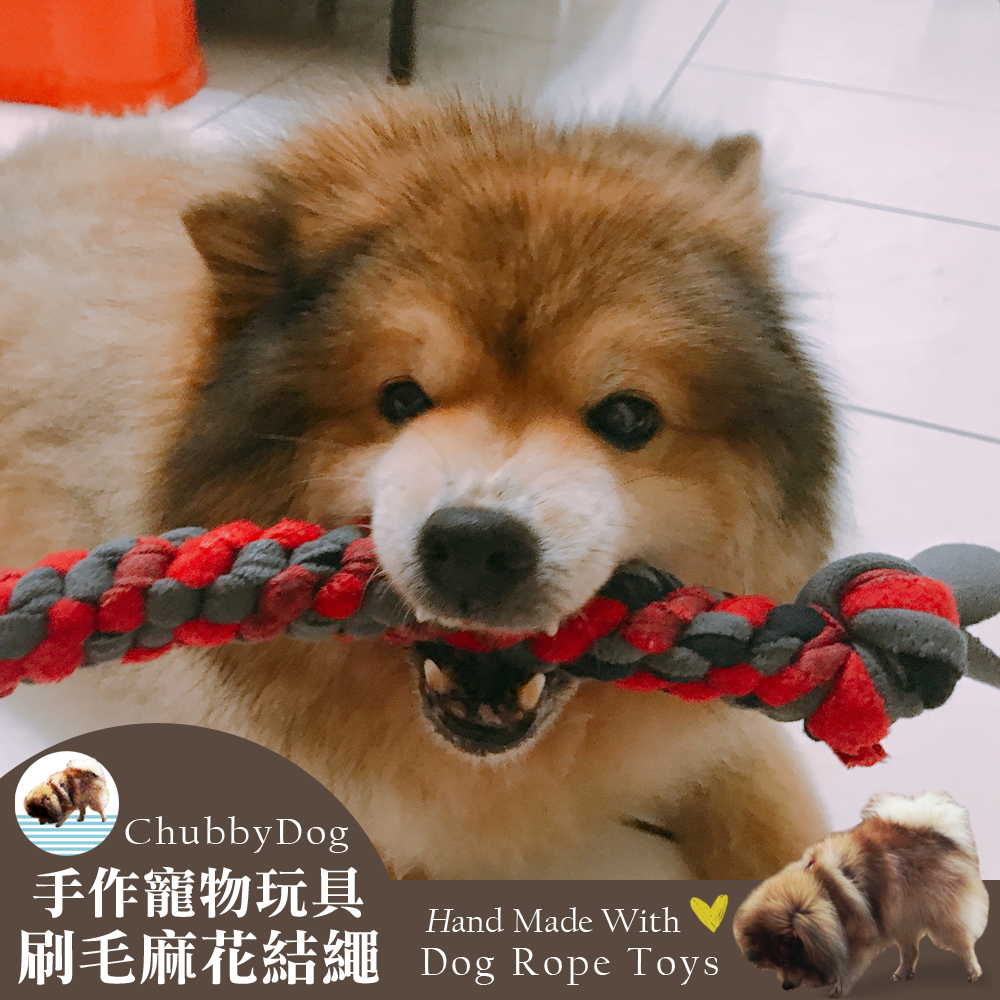 【Chubbydog】手作刷毛麻花結繩玩具 結繩圈 啃咬玩具 潔齒繩 麻花玩具 狗狗棉繩玩具 藏食玩具 磨牙玩具 狗玩具