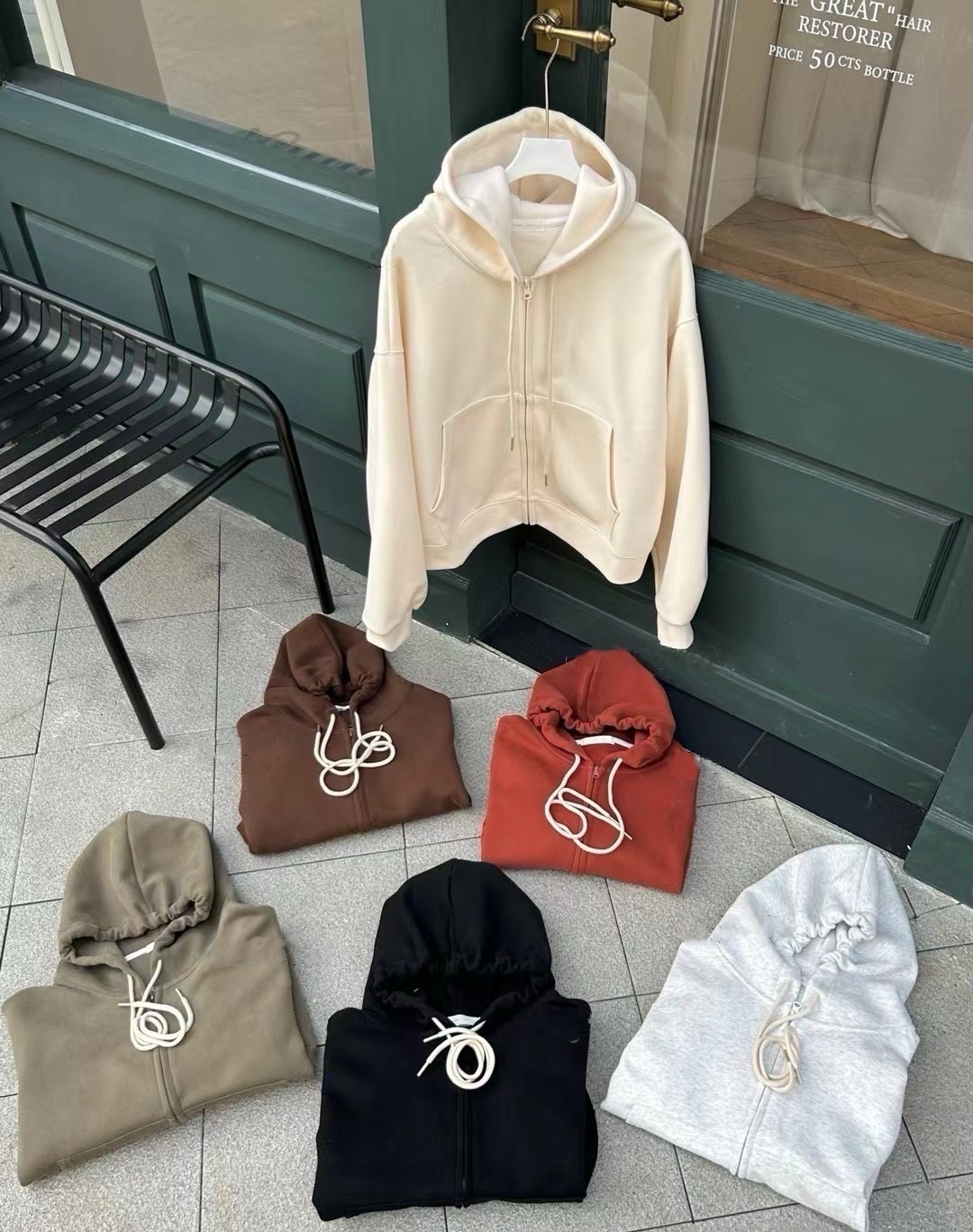 素面拉鍊連帽外