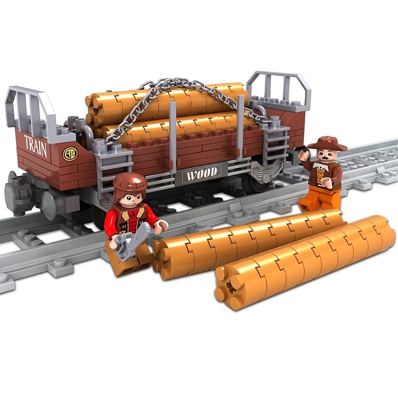 【現貨】載木頭車廂 相容LEGO積木