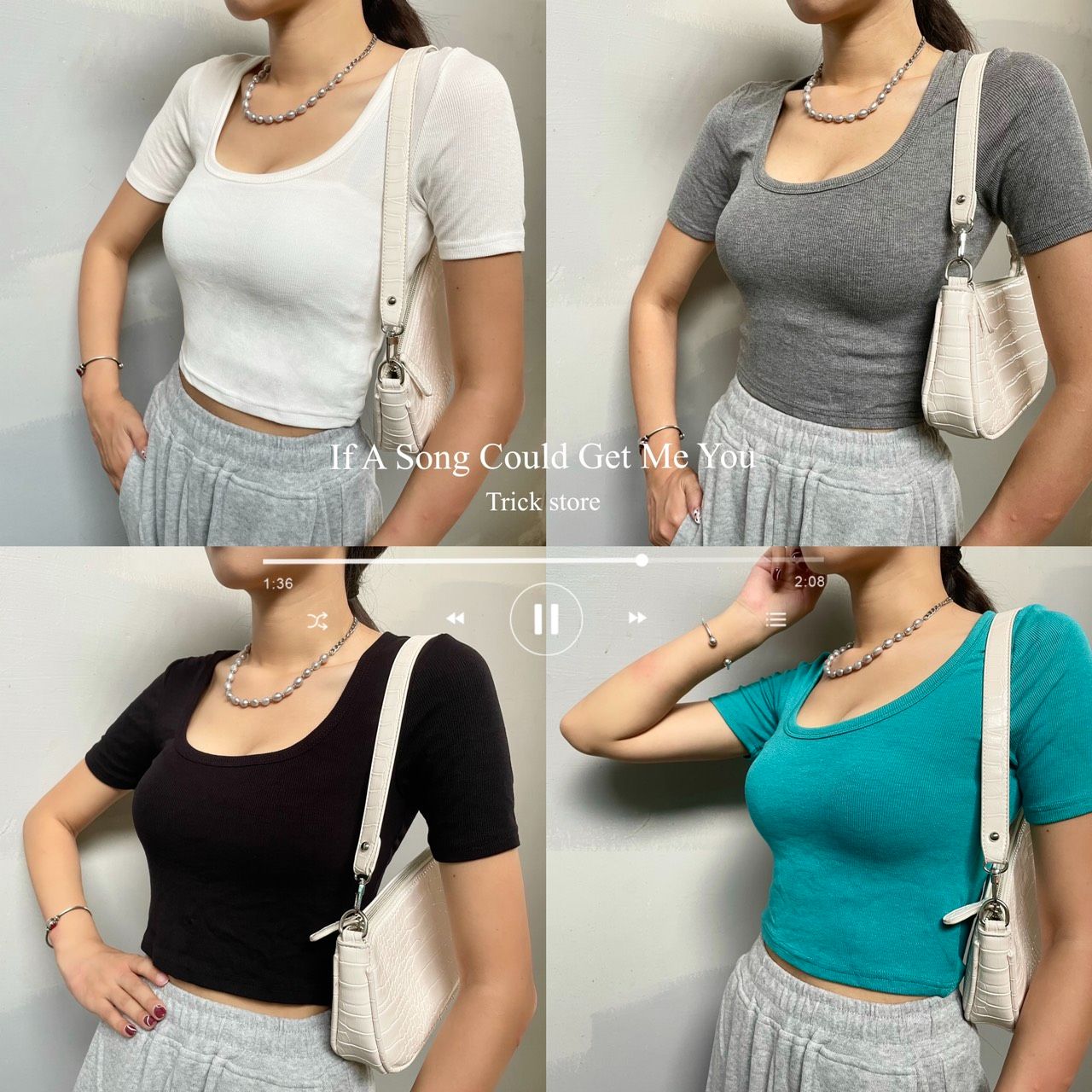 Trickstore🏷️100%實拍 不挑身材 顯奶四色歐美超彈短版U領t