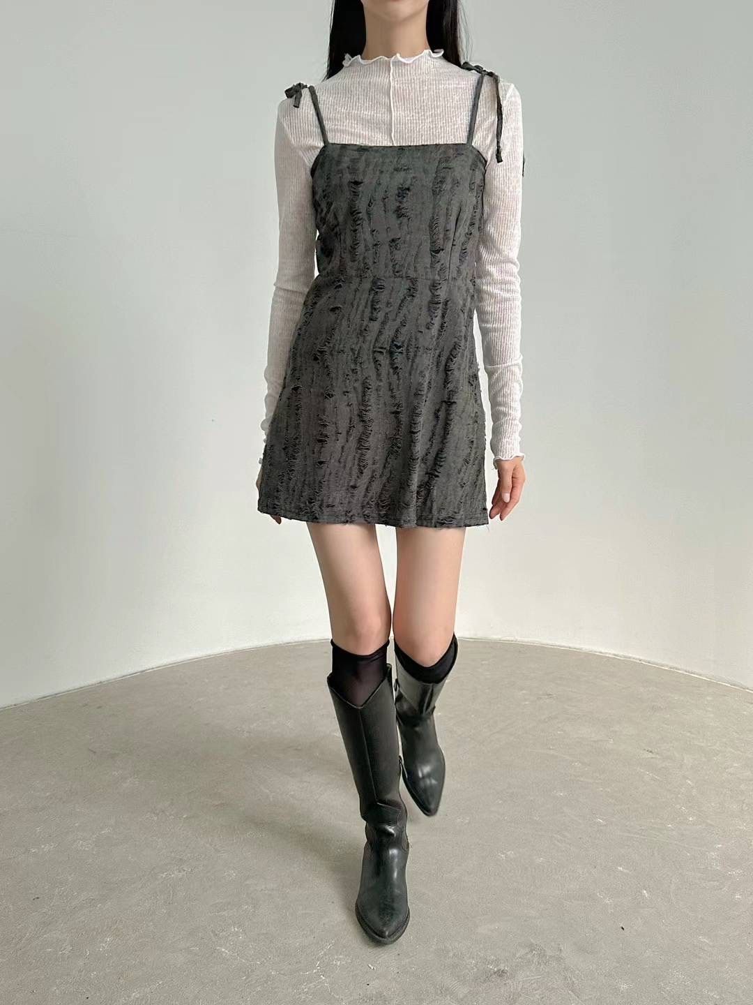 正韓🇰🇷Y2k復古刷破綁帶短洋⛓️太好看！