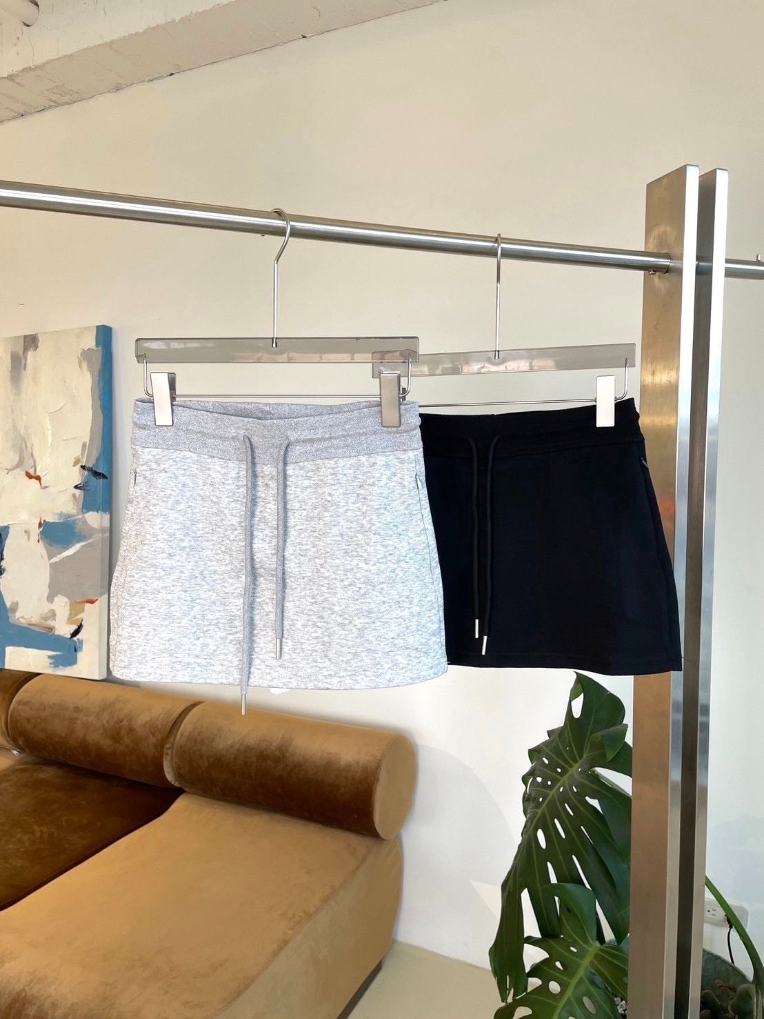 慵懶俏妞 日常百搭 休閒彈力高腰短棉裙（內襯安全褲 兩側口袋設計）