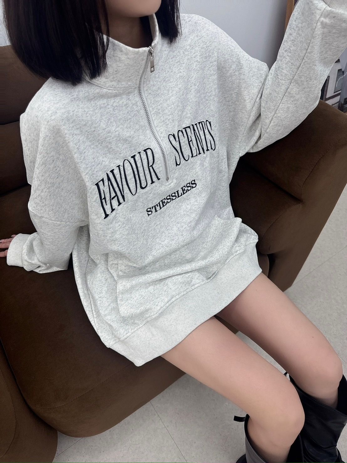 Trickstore和男友一人一件!美式Oversize舒服半拉鍊衛衣🏈材質超好