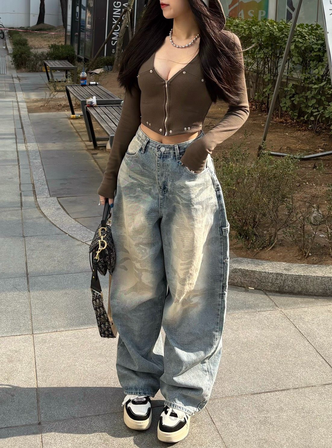 B06 Made in Korea🇰🇷闆娘強推心頭肉❤️‍🔥破境迷彩彎刀牛仔工裝褲（版型巨挺 超顯腰細