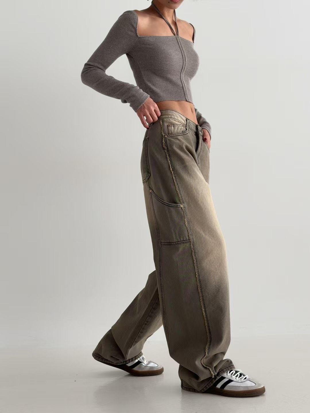 B05 Made in Korea🇰🇷牛仔褲專賣家Retro Arc Denim復古廢土風彎刀牛仔褲