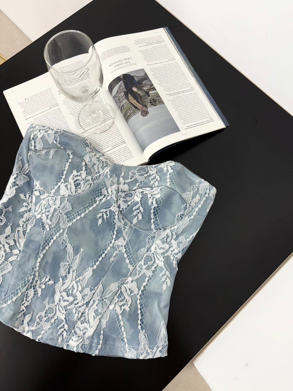 Frost Bloom海光霧藍蕾絲綻放平口抹胸🩵渡假拍照超出片（無帶胸墊