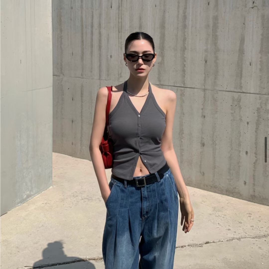 Made in Korea🇰🇷爆款🔥自帶胸墊 大露美背！Minimal Heat極簡辣妹掛脖背心