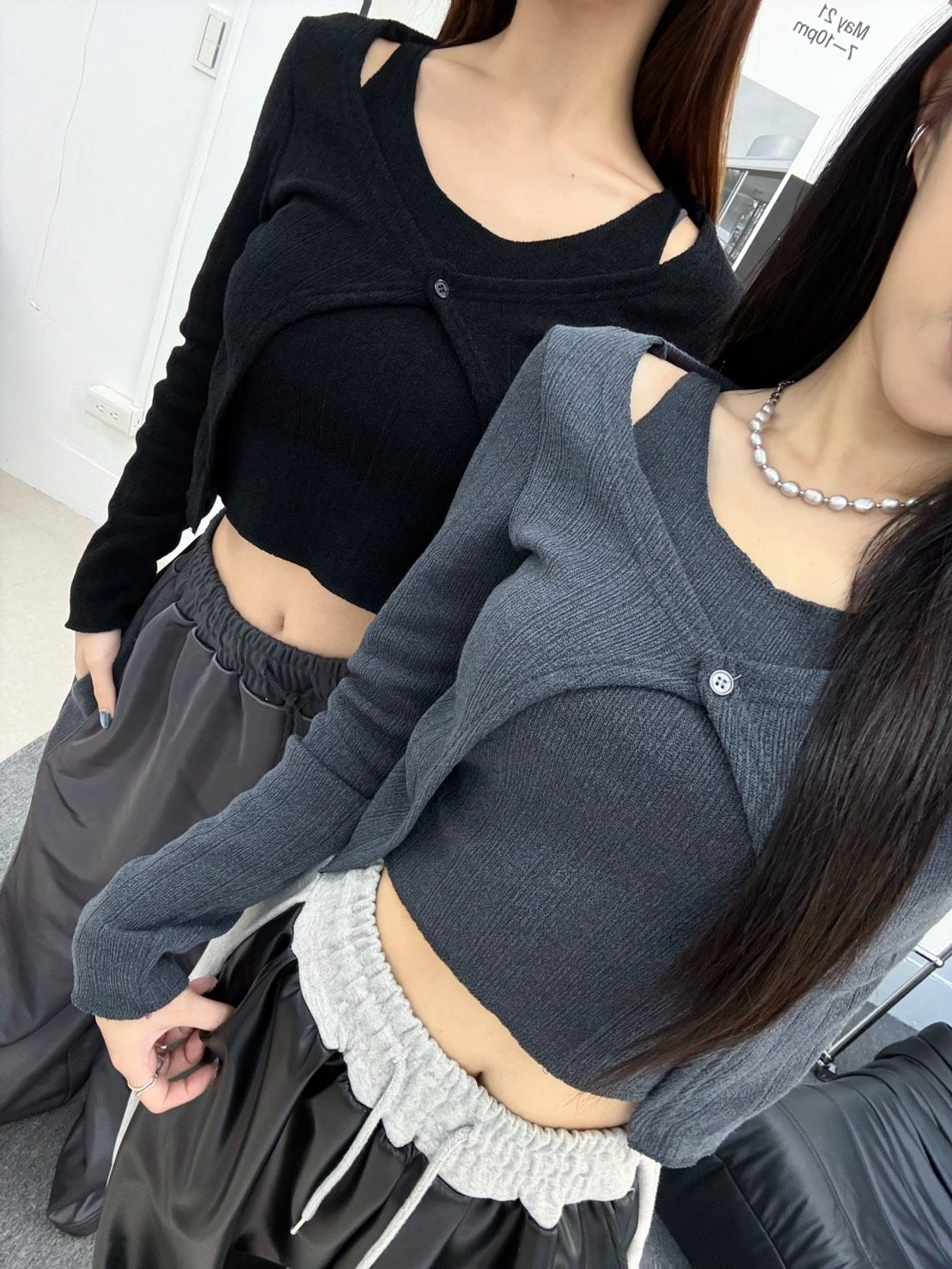 Made in Korea🇰🇷聖水洞歐膩Simple Glow ♡ 知性質感坑條假兩件˚₊·₊✧