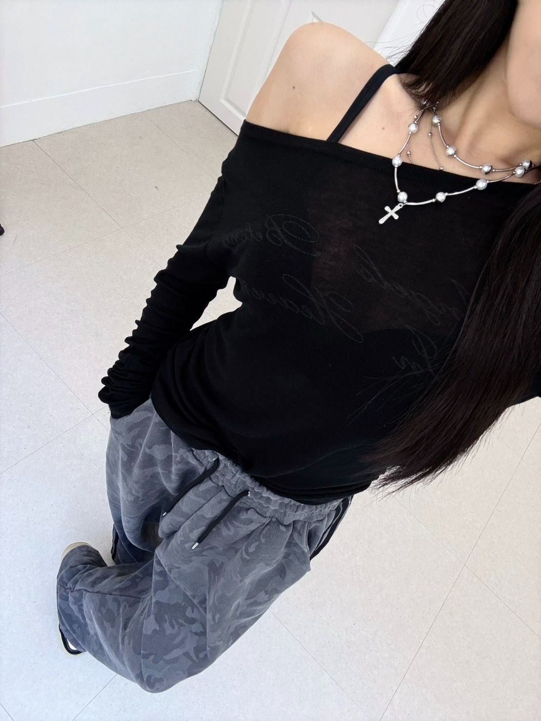 Made in Korea🇰🇷Soft Whisper Top ♡ 歐膩最愛 鬆弛感透膚斜肩上衣 ˚₊‧꒰ა💭໒꒱