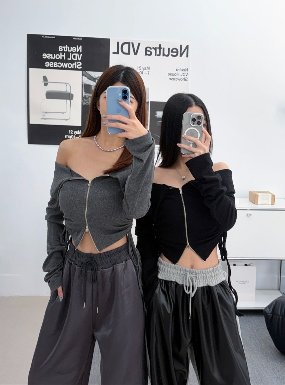 Made in Korea🇰🇷闆娘自留Seoul Kiss Top♡韓系微辣鎖骨一字肩雙拉鍊上衣