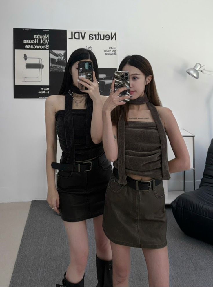 Made in Korea🇰🇷 闆娘女模自留Velvet Muse Set🎀1+1抓皺燈芯絨小領巾抹胸（不掉