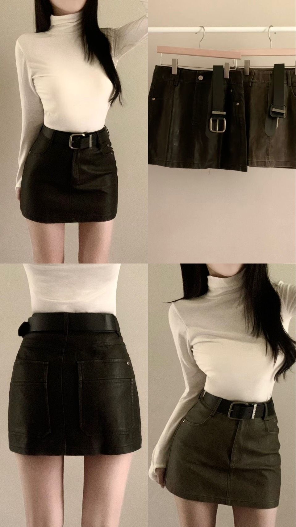 東大門帶回🇰🇷中國製 梨型女孩必收！版型超好的顯瘦高腰包臀皮短裙（贈皮帶 版型偏小一咪建議拿大