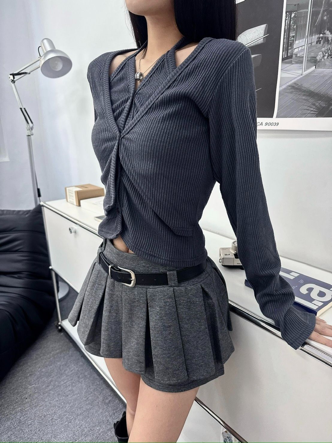 Made in Korea🇰🇷漢南洞歐膩假兩件上衣🩶質感滿滿