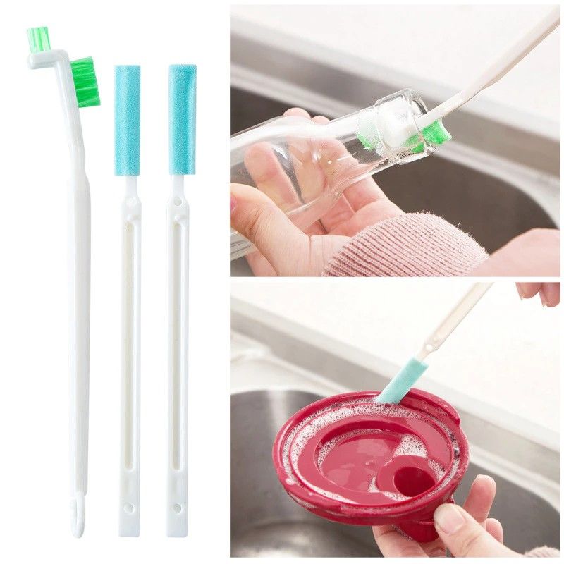 台灣現貨 日式清潔刷 保溫杯杯蓋縫隙清洗刷 水壺嘴凹槽 清潔刷奶瓶 奶嘴小刷子 三件套 杯刷 隙縫刷日式清潔刷