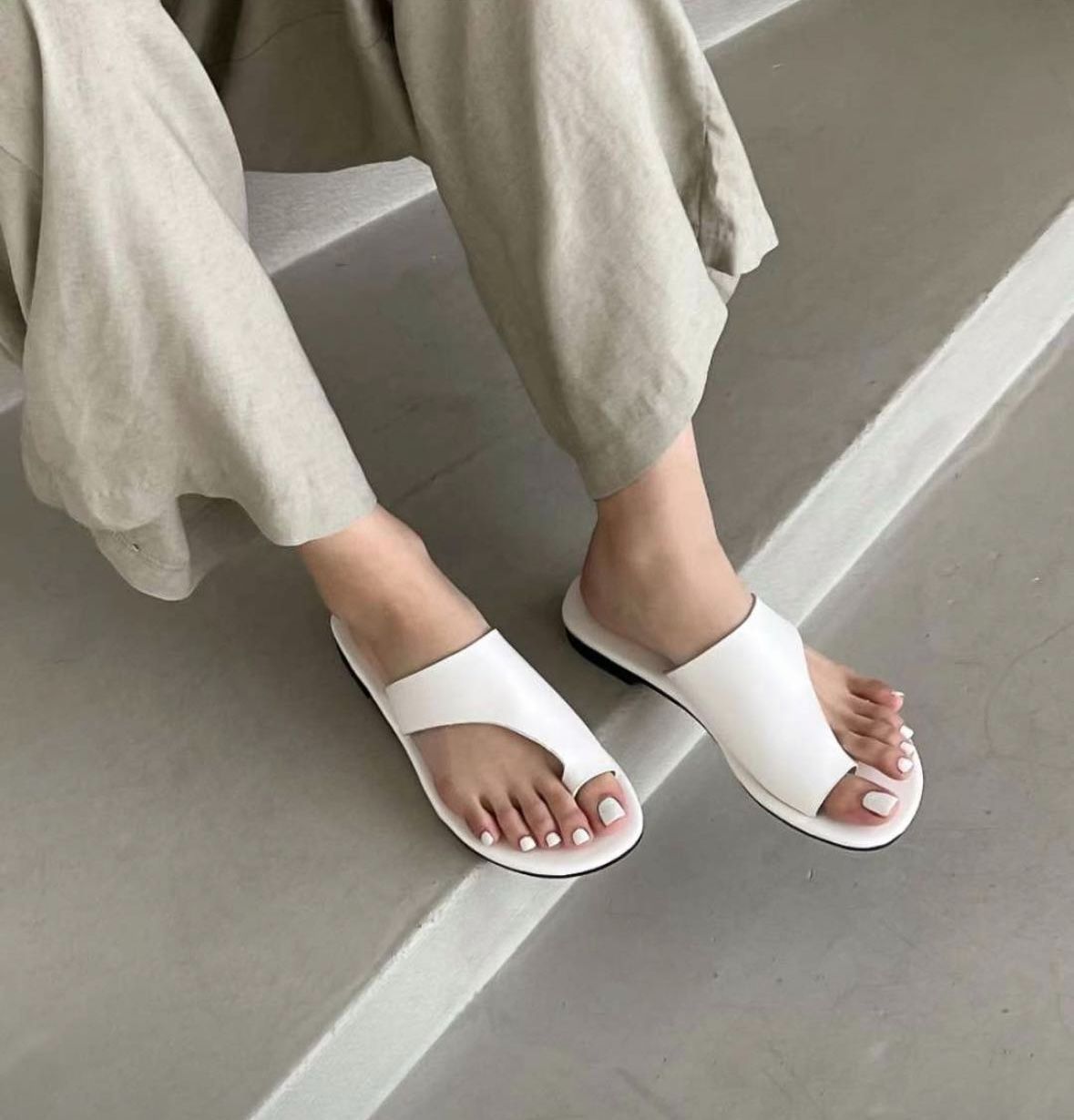 造型夏日露腳趾鞋（白）