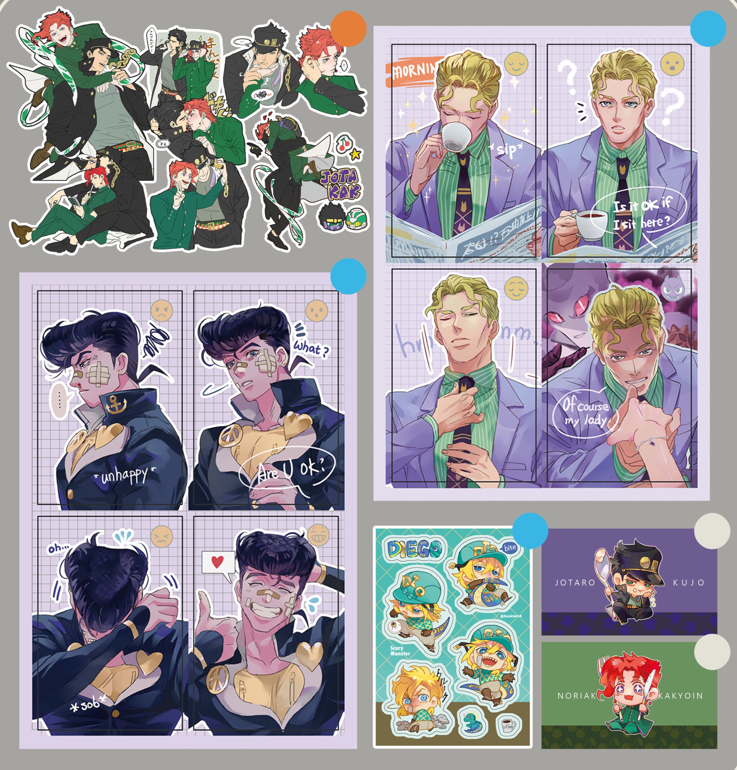 「貼紙區」─DIEGO迪亞哥-仗助-吉良吉影-承花貼紙包-承太郎卡貼-花京院卡貼