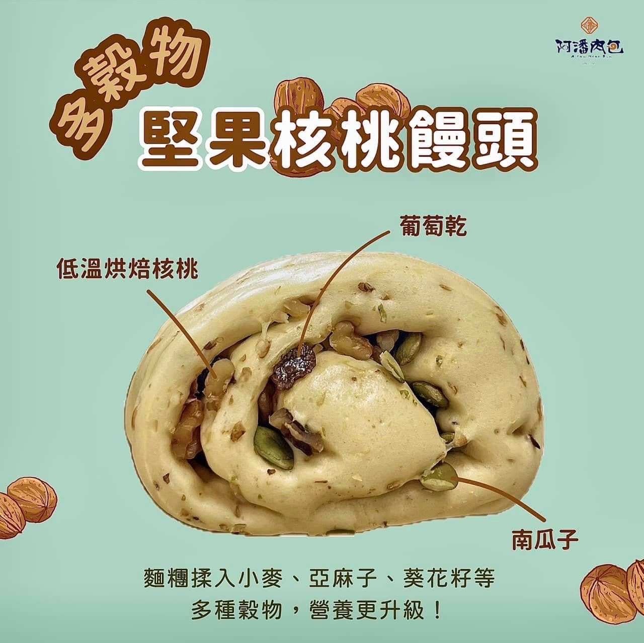 新品上市-多穀物堅果核桃饅頭