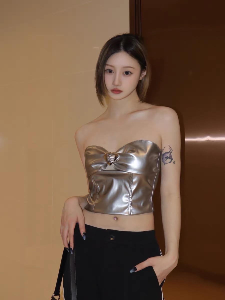 辣妹銀色抹胸•*¨*•.¸¸☆