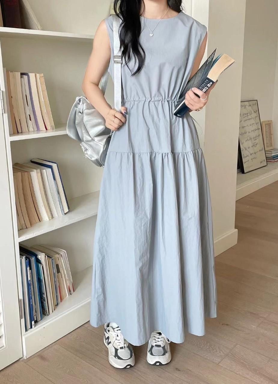刷刷布縮腰連身洋裝