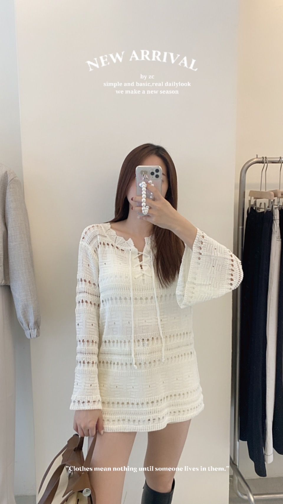綁帶簍空針織衣