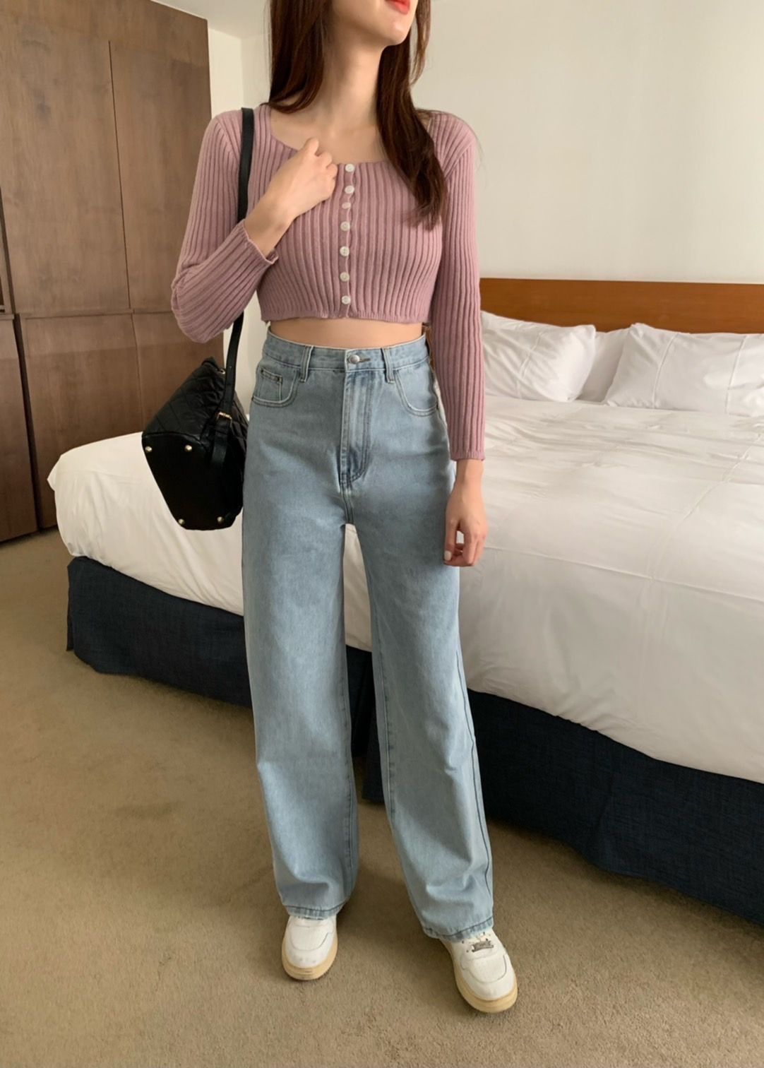 無彈性落地寬褲