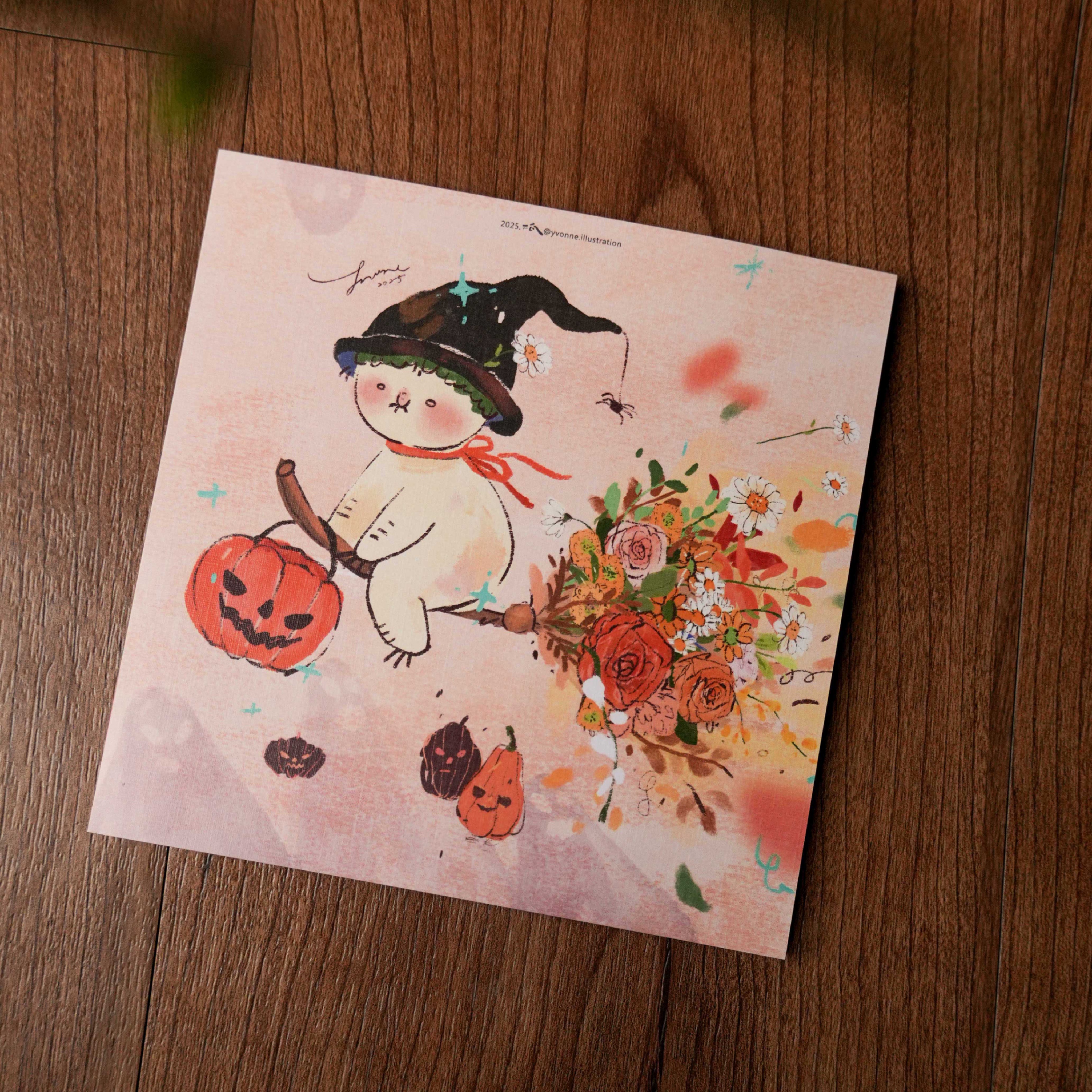 ｜10期間限定｜萬聖節巫婆蘿蔔人-方形明信片