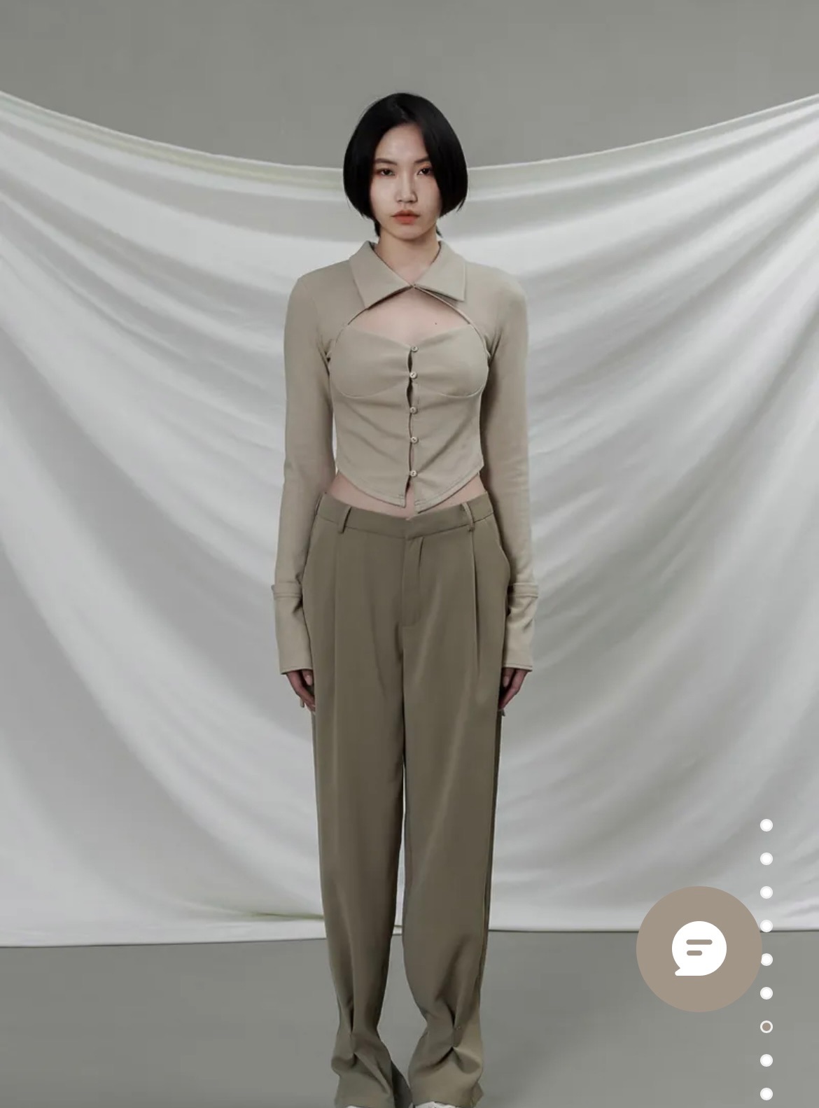 Dilute-Milk Tea Shirt Collar Top