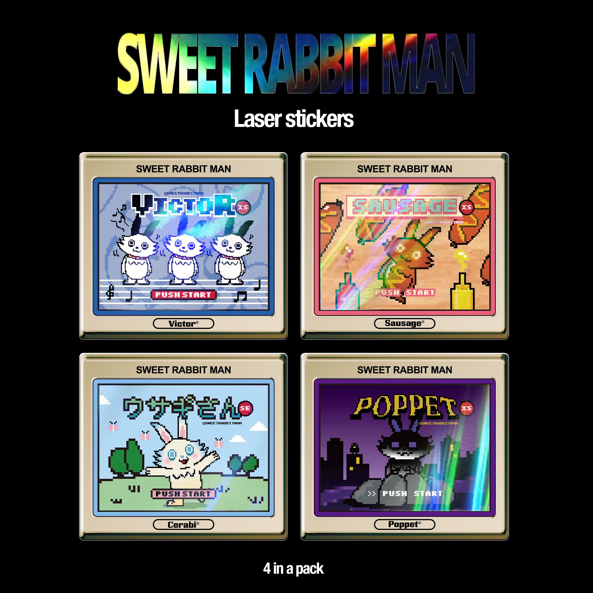 Sweet Rabbit Man 雷射貼紙包