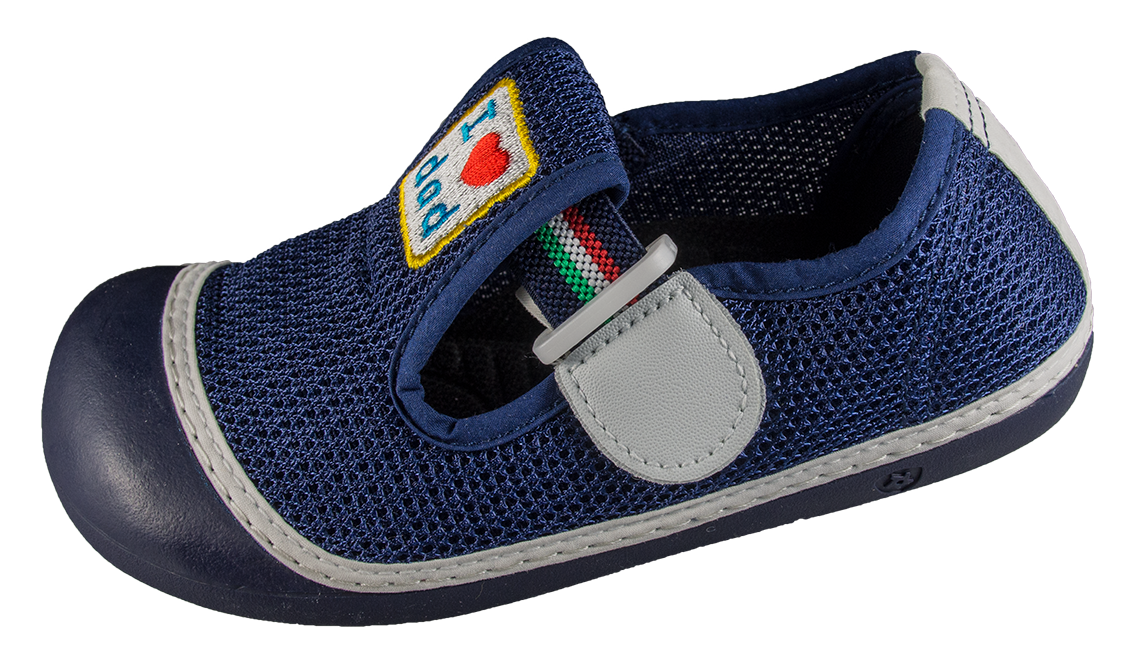 koo8302 深藍色 手工透氣童鞋+防潑水室內鞋袋